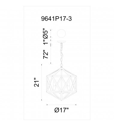  Amazon 3 Light Up Pendant With Black Finish (9641P17-3-101) - CWI