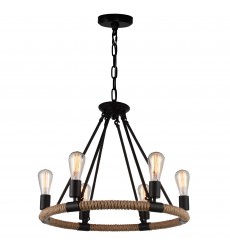  Ganges 6 Light Up Chandelier With Black Finish (9671P25-6-101) - CWI