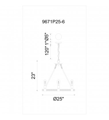 Ganges 6 Light Up Chandelier With Black Finish (9671P25-6-101) - CWI Ganges 6 Light Up Chandelier With Black Finish (9671P25-6-101) - CWI