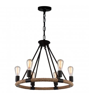 Ganges 6 Light Up Chandelier With Black Finish (9671P25-6-101) - CWI Ganges 6 Light Up Chandelier With Black Finish (9671P25-6-101) - CWI