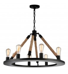  Ganges 8 Light Up Chandelier With Black Finish (9671P32-8-101) - CWI