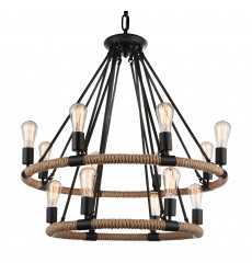  Ganges 14 Light Up Chandelier With Black Finish (9671P33-14-101) - CWI