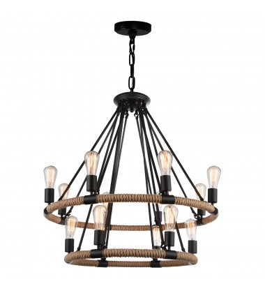  Ganges 14 Light Up Chandelier With Black Finish (9671P33-14-101) - CWI