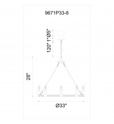  Ganges 8 Light Up Chandelier With Black Finish (9671P33-8-101) - CWI