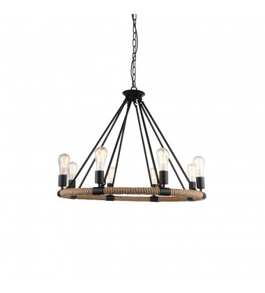  Ganges 8 Light Up Chandelier With Black Finish (9671P33-8-101) - CWI