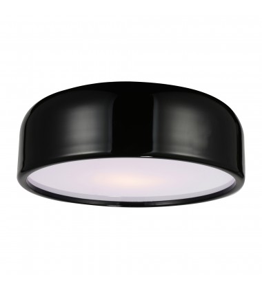  Campton 3 Light Drum Shade Flush Mount With Black Finish (9688C19-3-171) - CWI