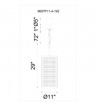  Meghna 4 Light Up Chandelier With Brown Finish (9697P11-4-192) - CWI