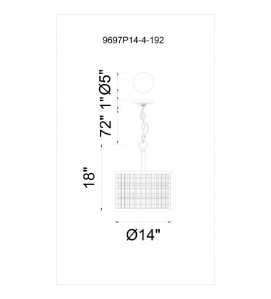  Meghna 4 Light Up Chandelier With Brown Finish (9697P14-4-192) - CWI