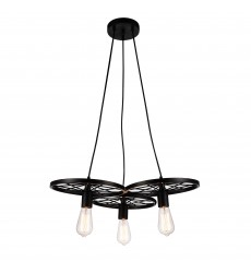  Ravi 3 Light Down Chandelier With Black Finish (9699P25-3-101) - CWI