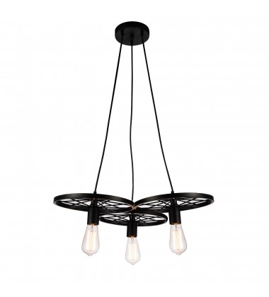  Ravi 3 Light Down Chandelier With Black Finish (9699P25-3-101) - CWI