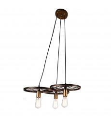  Ravi 3 Light Down Chandelier With Black & Gold Finish (9699P25-3-194) - CWI