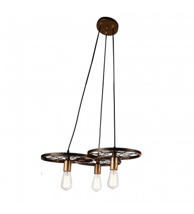  Ravi 3 Light Down Chandelier With Black & Gold Finish (9699P25-3-194) - CWI