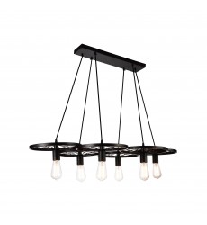  Ravi 6 Light Down Chandelier With Black Finish (9699P41-6-101) - CWI