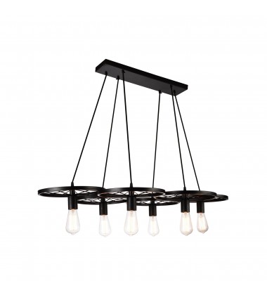  Ravi 6 Light Down Chandelier With Black Finish (9699P41-6-101) - CWI