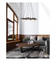  Ravi 6 Light Down Chandelier With Black & Gold Finish (9699P41-6-194) - CWI