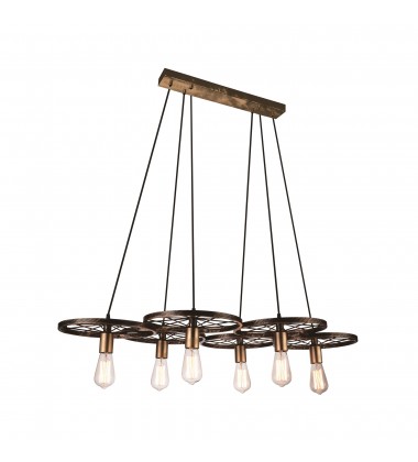  Ravi 6 Light Down Chandelier With Black & Gold Finish (9699P41-6-194) - CWI