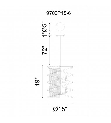  Darya 6 Light Up Chandelier With Brown Finish (9700P15-6-197) - CWI