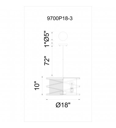  Darya 3 Light Up Chandelier With Brown Finish (9700P18-3-197) - CWI