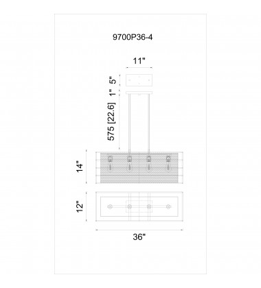  Darya 4 Light Down Chandelier With Brown Finish (9700P36-4-197) - CWI