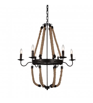  Dharla 6 Light Chandelier With Rust Finish (9702P36-6-130) - CWI