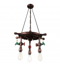  Manor 3 Light Down Chandelier With Speckled copper Finish (9718P22-3-210-A) - CWI