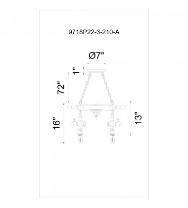  Manor 3 Light Down Chandelier With Speckled copper Finish (9718P22-3-210-A) - CWI