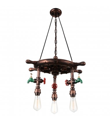  Manor 3 Light Down Chandelier With Speckled copper Finish (9718P22-3-210-A) - CWI