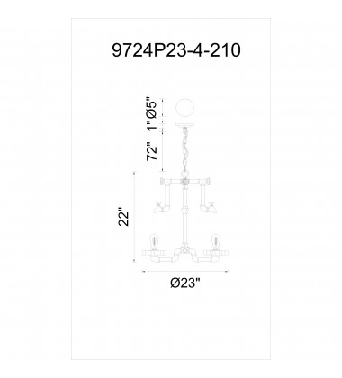  Soto 4 Light Up Chandelier With Speckled copper Finish (9724P23-4-210) - CWI
