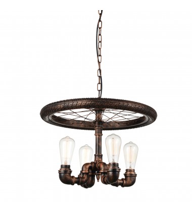  Union 4 Light Up Chandelier With Blackened Copper Finish (9725P20-4-211) - CWI
