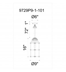  Padma 1 Light Down Mini Pendant With Black Finish (9729P9-1-101) - CWI