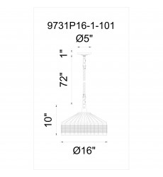  Padma 1 Light Down Pendant With Black Finish (9731P16-1-101) - CWI