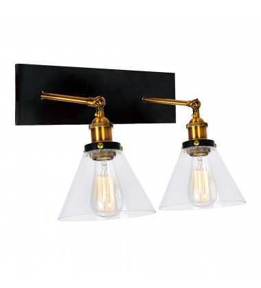 Eustis 2 Light Wall Sconce With Black & Gold Brass Finish (9735W15-2-101) - CWI Eustis 2 Light Wall Sconce With Black & Gold Brass Finish (9735W15-2-101) - CWI