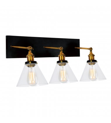  Eustis 3 Light Wall Sconce With Black & Gold Brass Finish (9735W24-3-101) - CWI
