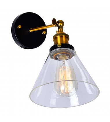  Eustis 1 Light Wall Sconce With Black & Gold Brass Finish (9735W7-1-101) - CWI