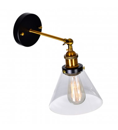  Eustis 1 Light Wall Sconce With Black & Gold Brass Finish (9735W7-1-101) - CWI