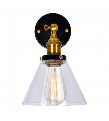  Eustis 1 Light Wall Sconce With Black & Gold Brass Finish (9735W7-1-101) - CWI