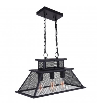  Savill 3 Light Island Chandelier With Reddish Black Finish (9745P24-3-219) - CWI