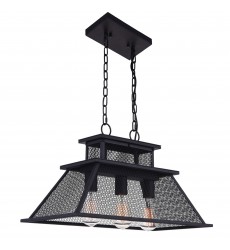  Savill 3 Light Island Chandelier With Reddish Black Finish (9745P24-3-219) - CWI