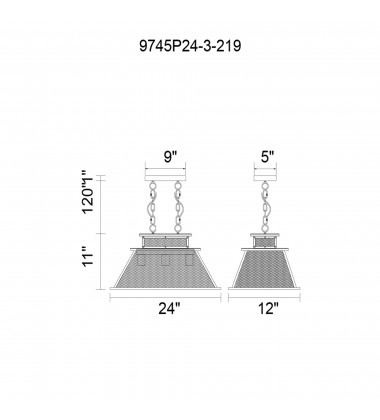  Savill 3 Light Island Chandelier With Reddish Black Finish (9745P24-3-219) - CWI