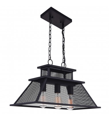  Savill 3 Light Island Chandelier With Reddish Black Finish (9745P24-3-219) - CWI