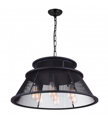  Savill 7 Light Down Chandelier With Reddish Black Finish (9745P26-7-219) - CWI