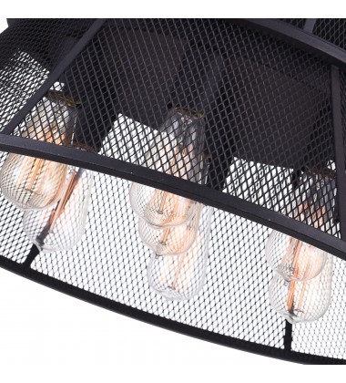  Savill 7 Light Down Chandelier With Reddish Black Finish (9745P26-7-219) - CWI