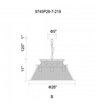  Savill 7 Light Down Chandelier With Reddish Black Finish (9745P26-7-219) - CWI