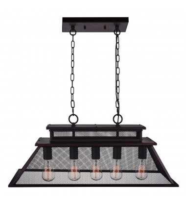  Savill 5 Light Island Chandelier With Reddish Black Finish (9745P32-5-219) - CWI