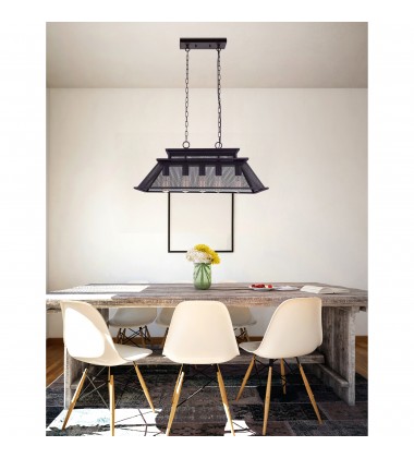  Savill 5 Light Island Chandelier With Reddish Black Finish (9745P32-5-219) - CWI