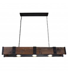  Pago Drum Shade Island Light With Black & Wood Finish (9748P42-3-101) - CWI