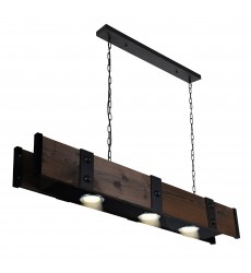  Pago Drum Shade Island Light With Black & Wood Finish (9748P42-3-101) - CWI