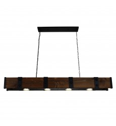  Pago Drum Shade Island Light With Black & Wood Finish (9748P59-4-101) - CWI