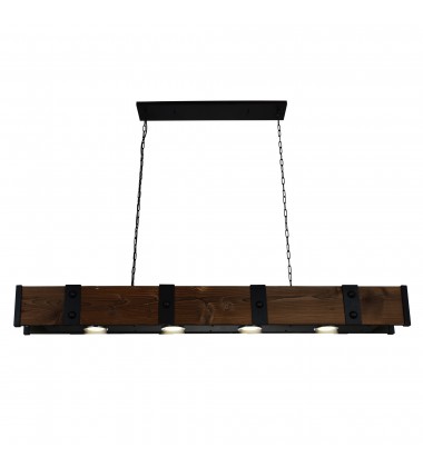  Pago Drum Shade Island Light With Black & Wood Finish (9748P59-4-101) - CWI