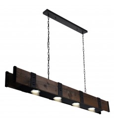  Pago Drum Shade Island Light With Black & Wood Finish (9748P59-4-101) - CWI